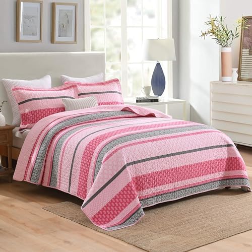 Homzard Queen Size Quilt Set - 3 Pieces Cotton Comforter