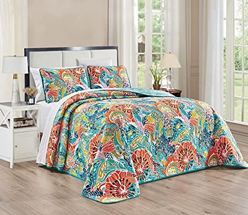 GrandLinen 3-Piece Bohemian Quilt Set Reversible Bedspread