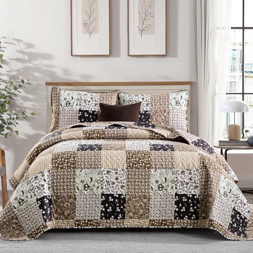 Menghomeus Brown Boho Quilt Set Queen