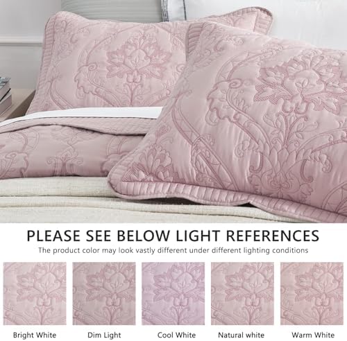 CHIXIN Oversized King Bedspread Set - Damask Paisley Pattern 4 Piece Reversible