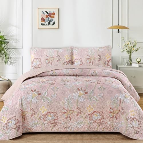 WONGS BEDDING Floral Quilt Set King Size 3 Piece