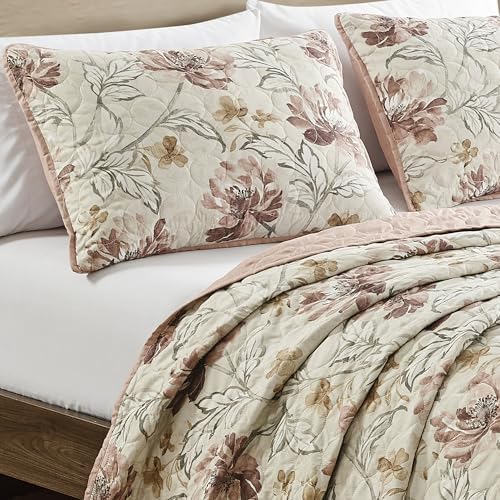 ESCA 3-Piece Bahamar Floral Blush Pink Bedspread Set