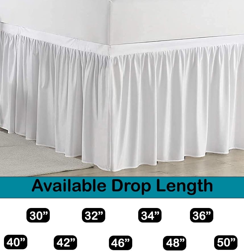 Twin XL Ruffled Silver Bed Skirt - Extra Long 32 Inch Drop