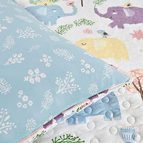 Lush Decor Hygge Elephant Quilt Set Twin White