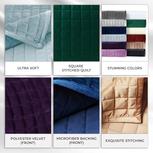 Tribeca Living Velvet Twin Quilt Set 260GSM Super Soft Velvet