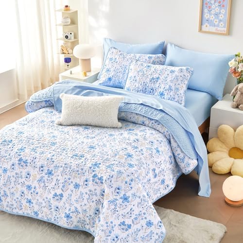 Wake In Cloud - Floral Quilt Set 3-Piece Twin Size