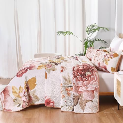 WONGS BEDDING Blush Floral Queen Quilt Set