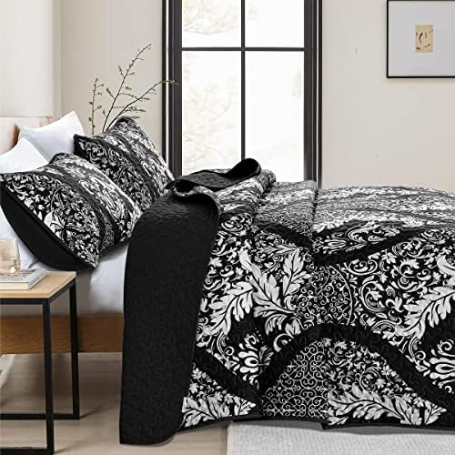 DJY Black Quilt Set Queen Size 3 Pieces 1