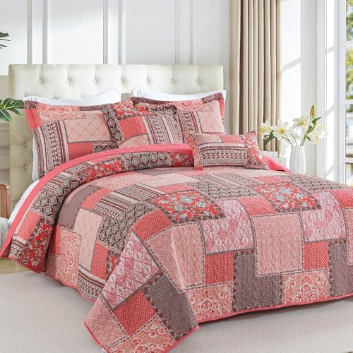 BEDIFANY Cotton Queen Quilt Set with 2 Pillow Shams