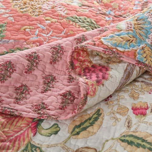 Etwel Queen Quilt Bedding Set Patchwork Floral Pink Comforter
