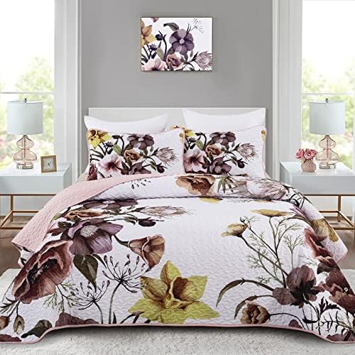 Drucon Floral Quilt Set Queen 3 Pieces