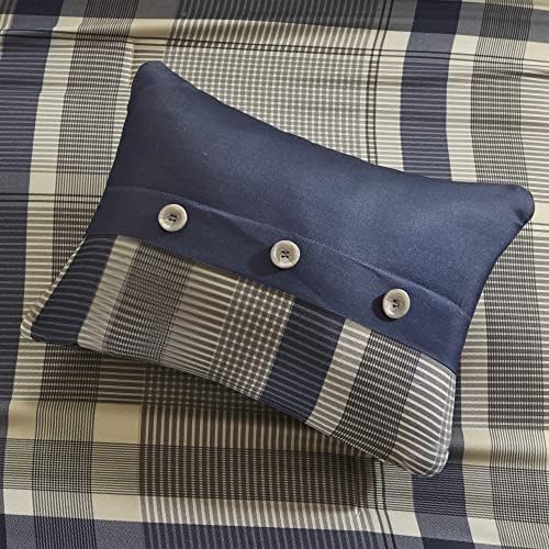 Intelligent Design Robbie Cozy Comforter Set 7 Piece Twin XL Navy Tan