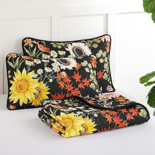 Yiran Floral Quilt Set Queen Size 3 Piece