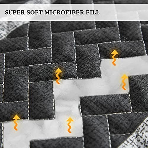 Flysheep Dark Grey Boho Quilt Set King Size 3 Pcs