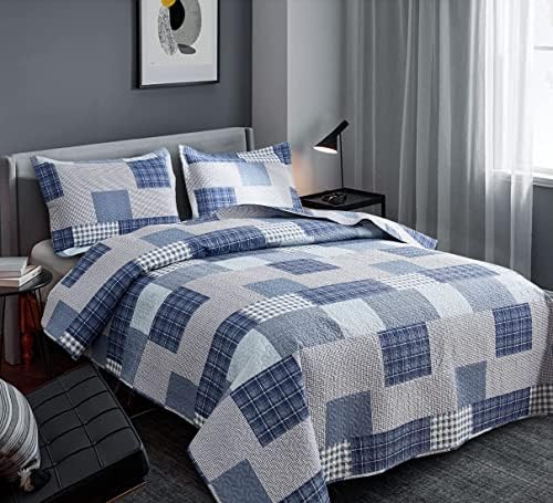 Jessy Home King Size Plaid Quilt Bedding Set
