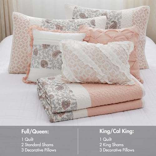 Madison Park Cotton Floral Print Quilt Set 6 Piece