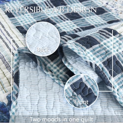Camandy Cotton Reversible Quilt Bedding Set 3 Pieces King Size