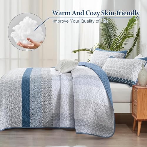 WONGS BEDDING Blue Boho Quilt Set Twin Size