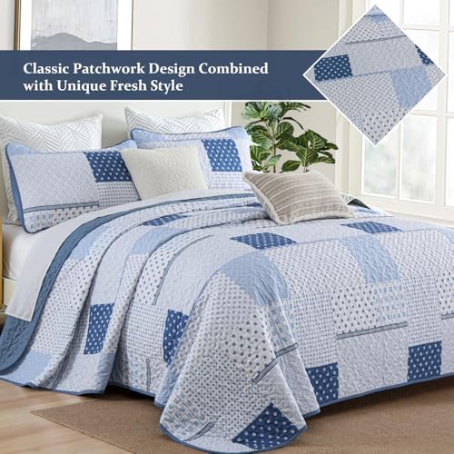 WONGS BEDDING 3 Piece Queen Quilt Set with Patchwork Plaid Design