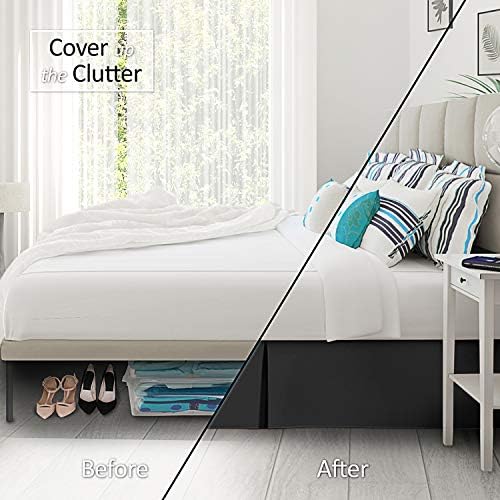 1000 TC Box Pleated Bed Skirt Twin XL Black 14 Inch Drop