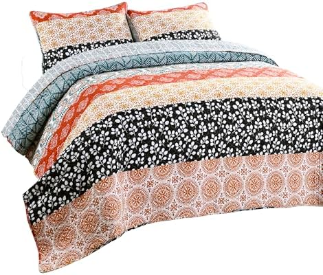 Lush Decor Boho Stripe Reversible Quilt Set 3 Piece FullQueen