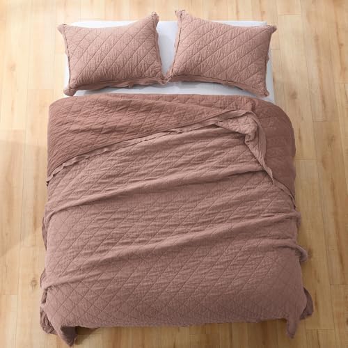 HORIMOTE HOME Linen-Cotton Queen Quilt Set with Pillow Shams