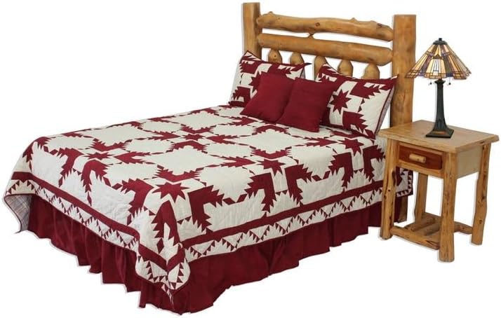 Patch Magic Red Feathered Star Super Queen Quilt Set
