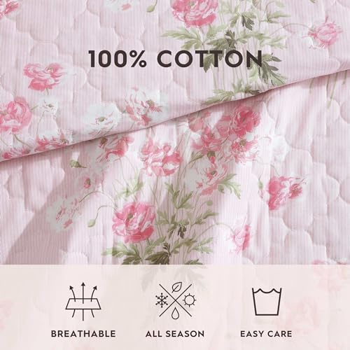 Laura Ashley King Quilt Set with Shams and Coquette Decor