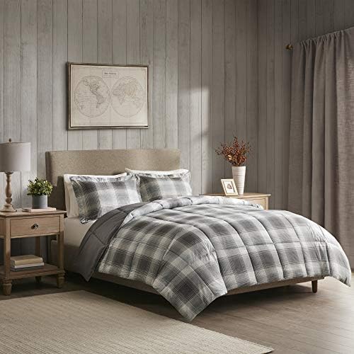 Woolrich Plaid Grey Comforter Set Twin 2 Piece