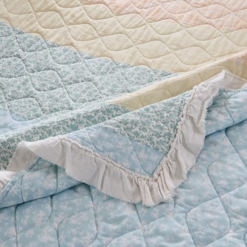 Greenland Home Fashions Tessie Ruffled Quilt Set 3-Piece KingCal King Pastel
