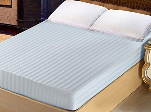 Lasin Bedding Luxury Soft Cotton Duvet Cover Set with Pillowcases Blue Stripe King