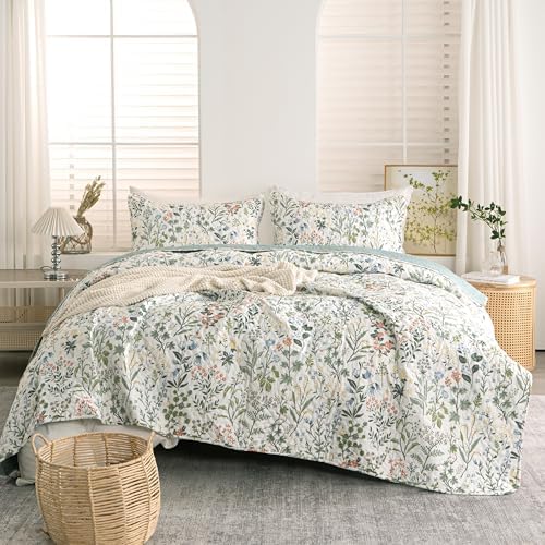TISPLR Floral Quilt Set 3 Pieces Queen Size