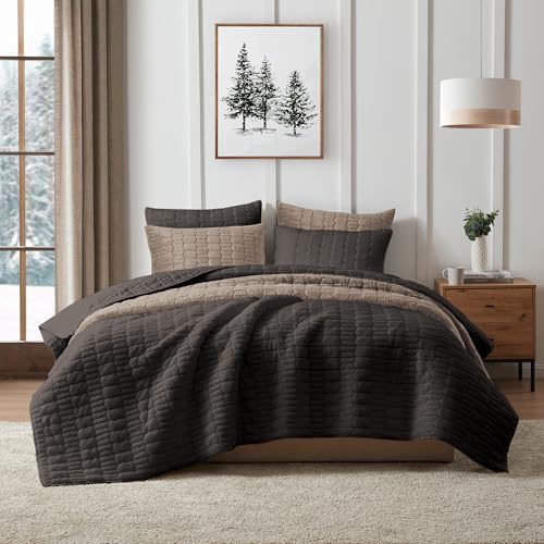 Wonderful Faux Fur Quilt Set Queen 3 Piece