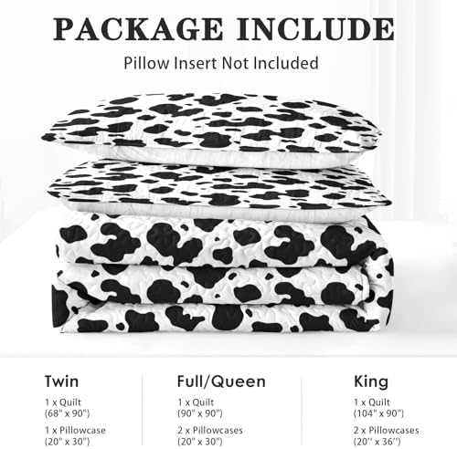 Pamnest Quilt Set Full Queen 3 Pcs Cow Print Bedding