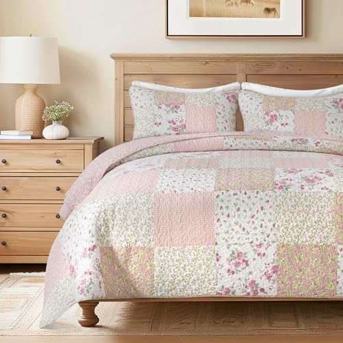 Soul Lane Blush Bloom Cotton Quilt Set Queen