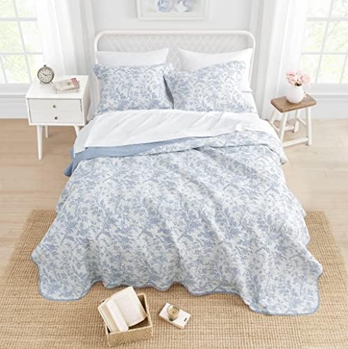 Laura Ashley Twin Quilt Set in Amberley Soft Blue
