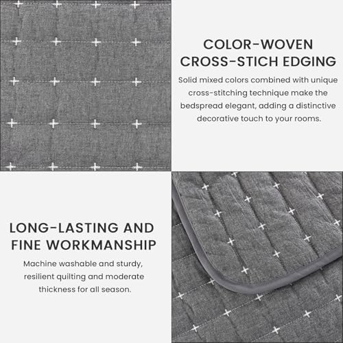 ENJOHOS 100 Cotton Quilt Set Twin XL Dark Grey