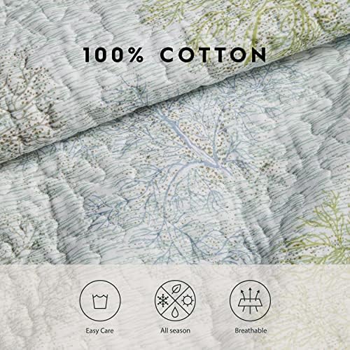 Laura Ashley Twin Quilt Set with Matching Sham Saltwater Blue 100 Cotton