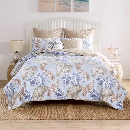 Greenland Home Tropics Palm Leaves Quilt Set 3-Piece FullQueen Mist 1