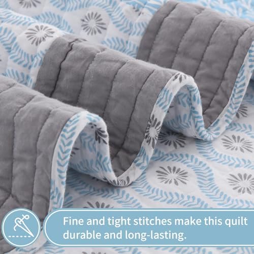 KALOOLA Light Blue Quilts Queen Size Set