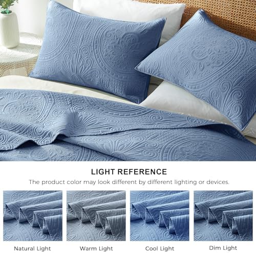 WURUIBO Quilt Set - Bluish Grey Microfiber Bedding