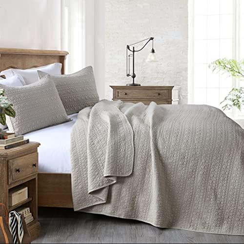 HORIMOTE HOME Quilt Set Twin Beige Stone-Washed Microfiber