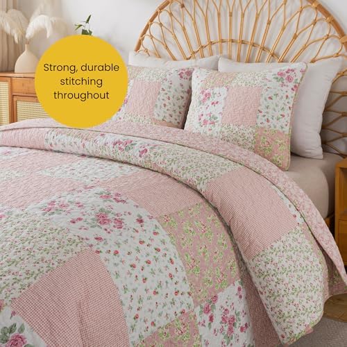 Soul Lane Blush Bloom Cotton Quilt Set Queen