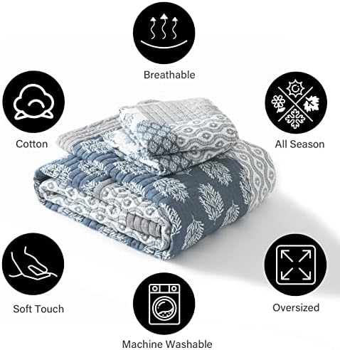PANGUSHAN King Size Quilt Set - 3 Piece Cotton Bedding