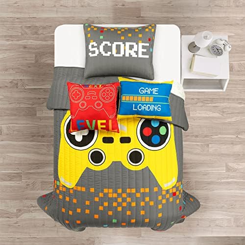 Lush Decor Video Games Reversible Quilt Set Twin Gray Yellow
