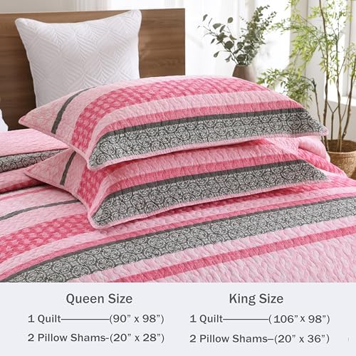 Homzard Queen Size Quilt Set - 3 Pieces Cotton Comforter