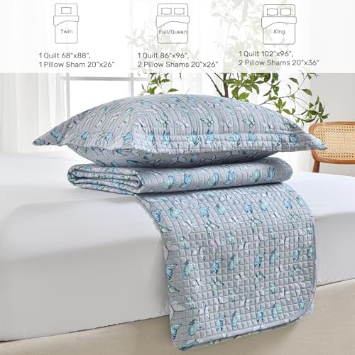 HollyHOME 2 Piece Twin Quilt Set with Butterfly Design 1