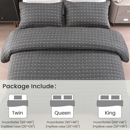 ENJOHOS 100 Cotton Quilt Set Twin XL Dark Grey