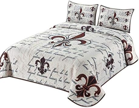 Wowser Fleur De Lis Quilt Bedding Set Ivory King Size