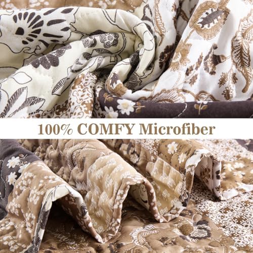 Menghomeus Brown Boho Quilt Set Queen